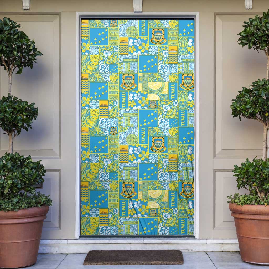 Tuvalu Manuia te Kilisimasi Door Cover Pacific Patchwork Xmas Vibes LT9 Green - Polynesian Pride