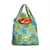 Tuvalu Manuia te Kilisimasi Grocery Bag Pacific Patchwork Xmas Vibes LT9 1-pack One Size Green - Polynesian Pride