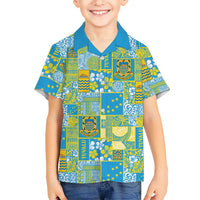 Tuvalu Manuia te Kilisimasi Kid Hawaiian Shirt Pacific Patchwork Xmas Vibes LT9 Kid Green - Polynesian Pride