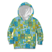 Tuvalu Manuia te Kilisimasi Kid Hoodie Pacific Patchwork Xmas Vibes LT9 Hoodie Green - Polynesian Pride