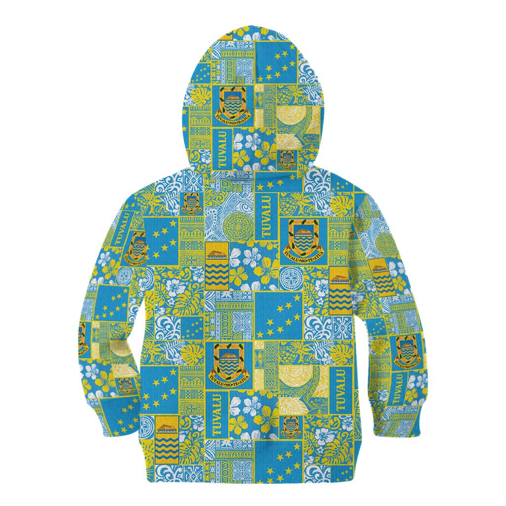 Tuvalu Manuia te Kilisimasi Kid Hoodie Pacific Patchwork Xmas Vibes LT9 - Polynesian Pride