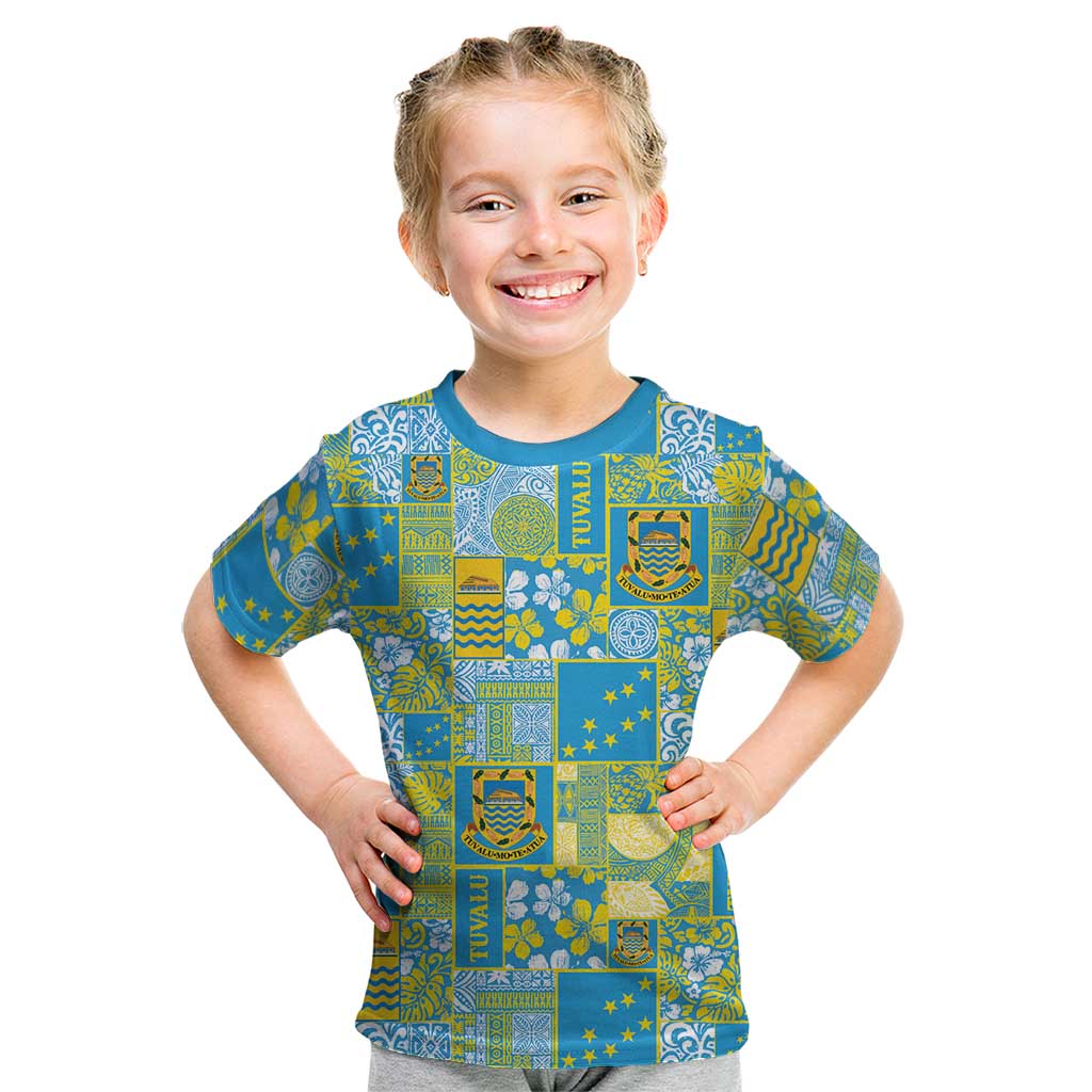 Tuvalu Manuia te Kilisimasi Kid T Shirt Pacific Patchwork Xmas Vibes LT9 Green - Polynesian Pride