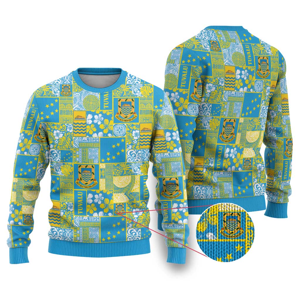 Tuvalu Manuia te Kilisimasi Ugly Christmas Sweater Pacific Patchwork Xmas Vibes LT9 Green - Polynesian Pride