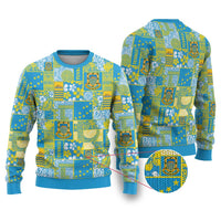 Tuvalu Manuia te Kilisimasi Ugly Christmas Sweater Pacific Patchwork Xmas Vibes LT9 Green - Polynesian Pride