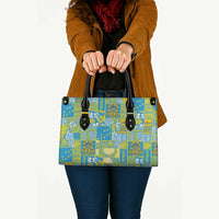Tuvalu Manuia te Kilisimasi Leather Bag Pacific Patchwork Xmas Vibes LT9 - Polynesian Pride