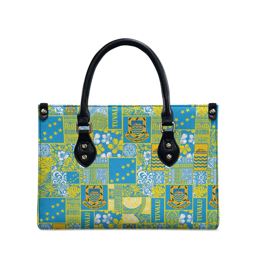 Tuvalu Manuia te Kilisimasi Leather Bag Pacific Patchwork Xmas Vibes LT9 - Polynesian Pride