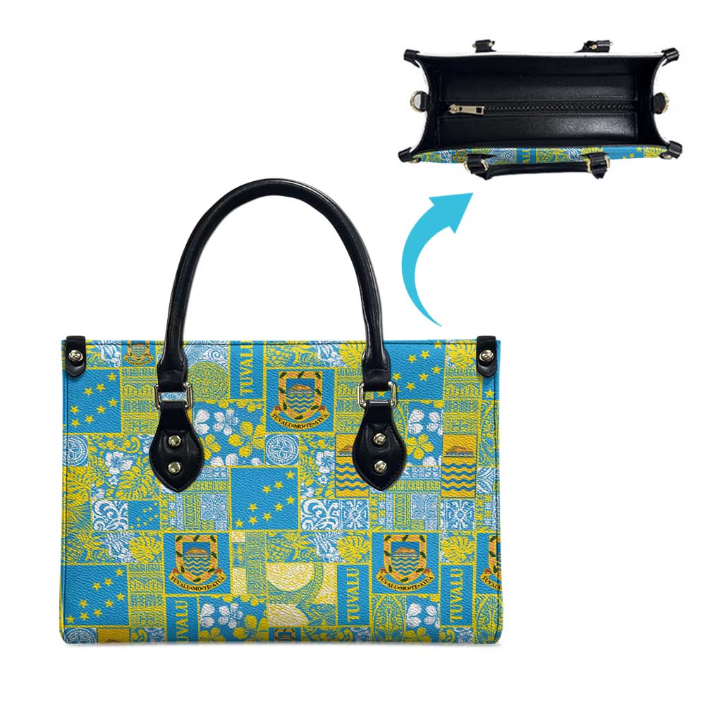 Tuvalu Manuia te Kilisimasi Leather Bag Pacific Patchwork Xmas Vibes LT9 - Polynesian Pride