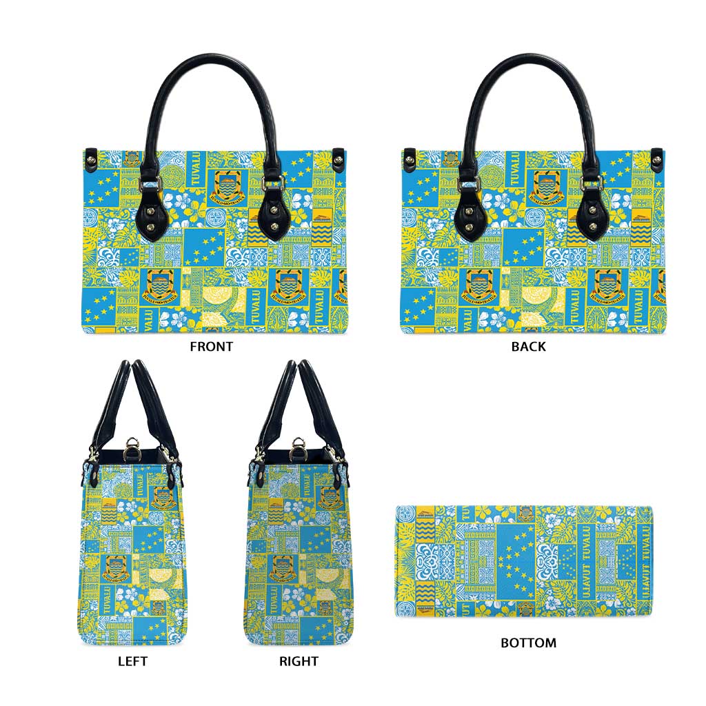 Tuvalu Manuia te Kilisimasi Leather Bag Pacific Patchwork Xmas Vibes LT9 - Polynesian Pride
