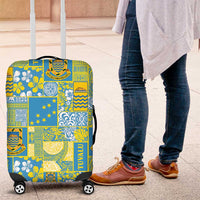 Tuvalu Manuia te Kilisimasi Luggage Cover Pacific Patchwork Xmas Vibes LT9 Green - Polynesian Pride