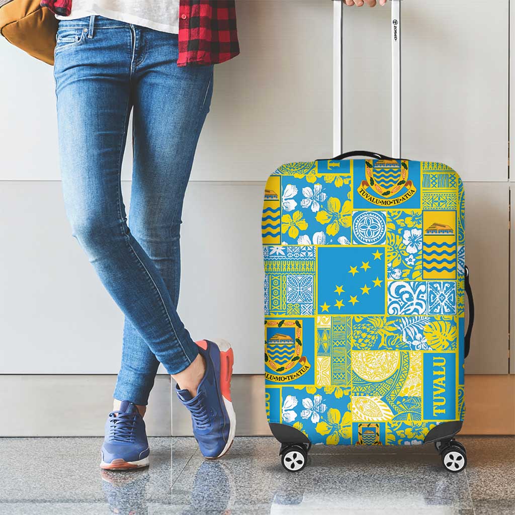 Tuvalu Manuia te Kilisimasi Luggage Cover Pacific Patchwork Xmas Vibes LT9 - Polynesian Pride
