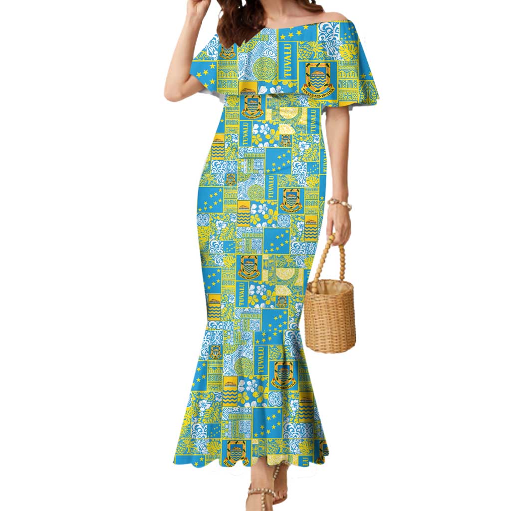 Tuvalu Manuia te Kilisimasi Mermaid Dress Pacific Patchwork Xmas Vibes LT9 Women Green - Polynesian Pride