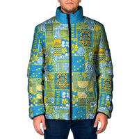 Tuvalu Manuia te Kilisimasi Padded Jacket Pacific Patchwork Xmas Vibes LT9 Men Green - Polynesian Pride
