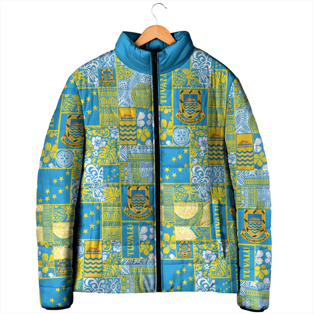 Tuvalu Manuia te Kilisimasi Padded Jacket Pacific Patchwork Xmas Vibes LT9 - Polynesian Pride