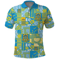Tuvalu Manuia te Kilisimasi Polo Shirt Pacific Patchwork Xmas Vibes LT9 Green - Polynesian Pride