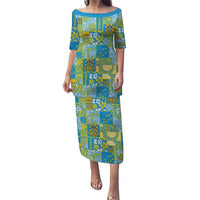 Tuvalu Manuia te Kilisimasi Puletasi Pacific Patchwork Xmas Vibes LT9 Long Dress Green - Polynesian Pride