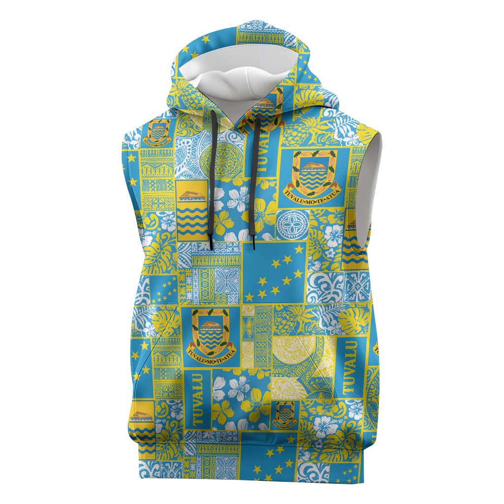 Tuvalu Manuia te Kilisimasi Sleeveless Hoodie Pacific Patchwork Xmas Vibes LT9 Green - Polynesian Pride