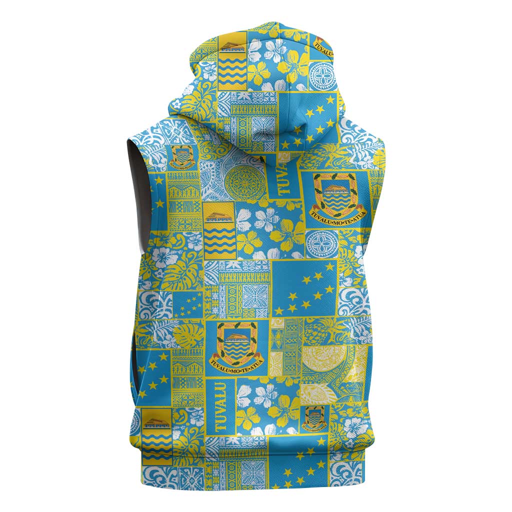 Tuvalu Manuia te Kilisimasi Sleeveless Hoodie Pacific Patchwork Xmas Vibes LT9 - Polynesian Pride
