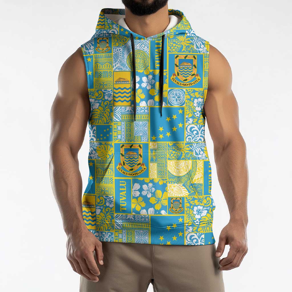 Tuvalu Manuia te Kilisimasi Sleeveless Hoodie Pacific Patchwork Xmas Vibes LT9 - Polynesian Pride