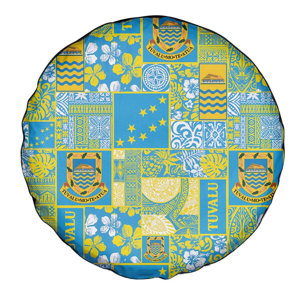 Tuvalu Manuia te Kilisimasi Spare Tire Cover Pacific Patchwork Xmas Vibes LT9 - Polynesian Pride