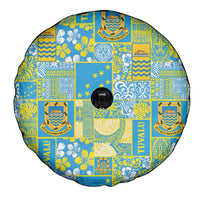 Tuvalu Manuia te Kilisimasi Spare Tire Cover Pacific Patchwork Xmas Vibes LT9 - Polynesian Pride