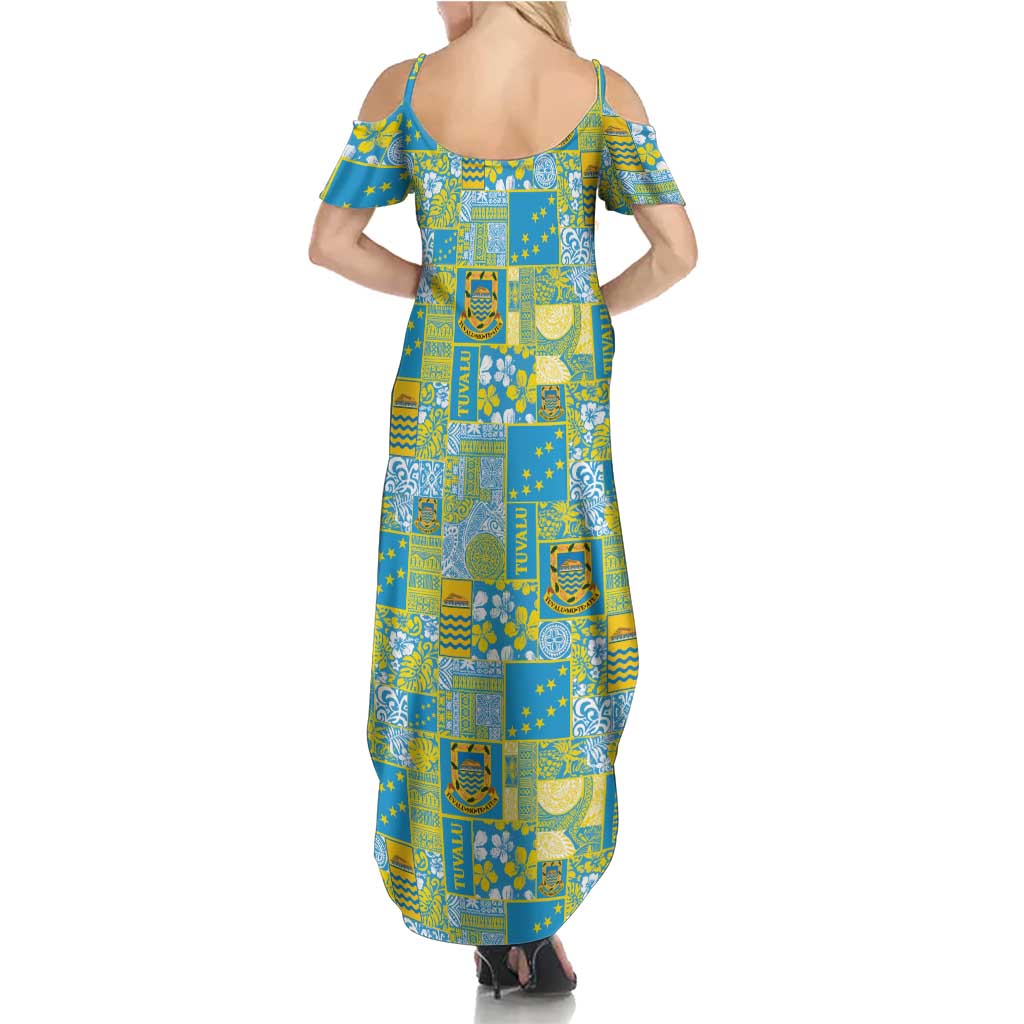Tuvalu Manuia te Kilisimasi Summer Maxi Dress Pacific Patchwork Xmas Vibes LT9 - Polynesian Pride