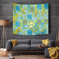 Tuvalu Manuia te Kilisimasi Tapestry Pacific Patchwork Xmas Vibes LT9 Green - Polynesian Pride