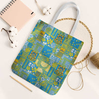 Tuvalu Manuia te Kilisimasi Tote Bag Pacific Patchwork Xmas Vibes LT9 White Strap One Size Green - Polynesian Pride