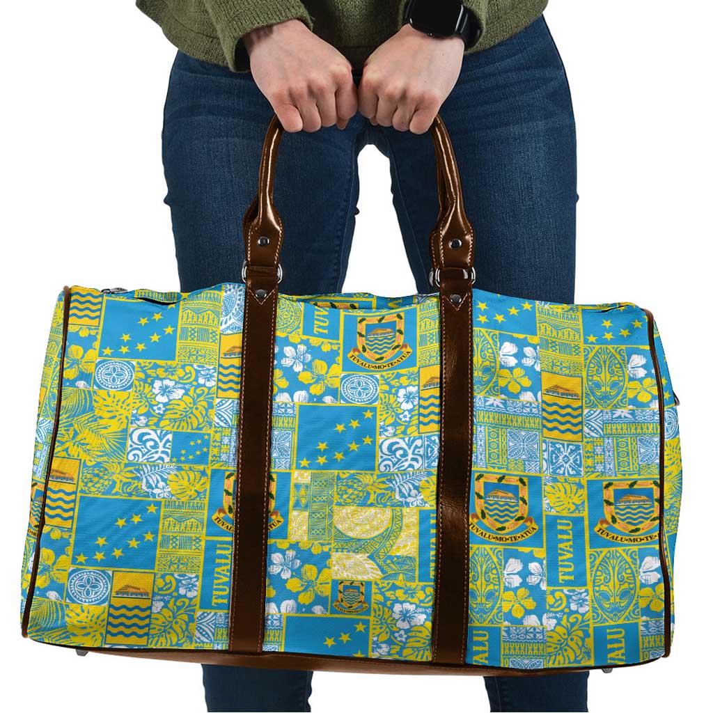 Tuvalu Manuia te Kilisimasi Travel Bag Pacific Patchwork Xmas Vibes LT9 Green - Polynesian Pride