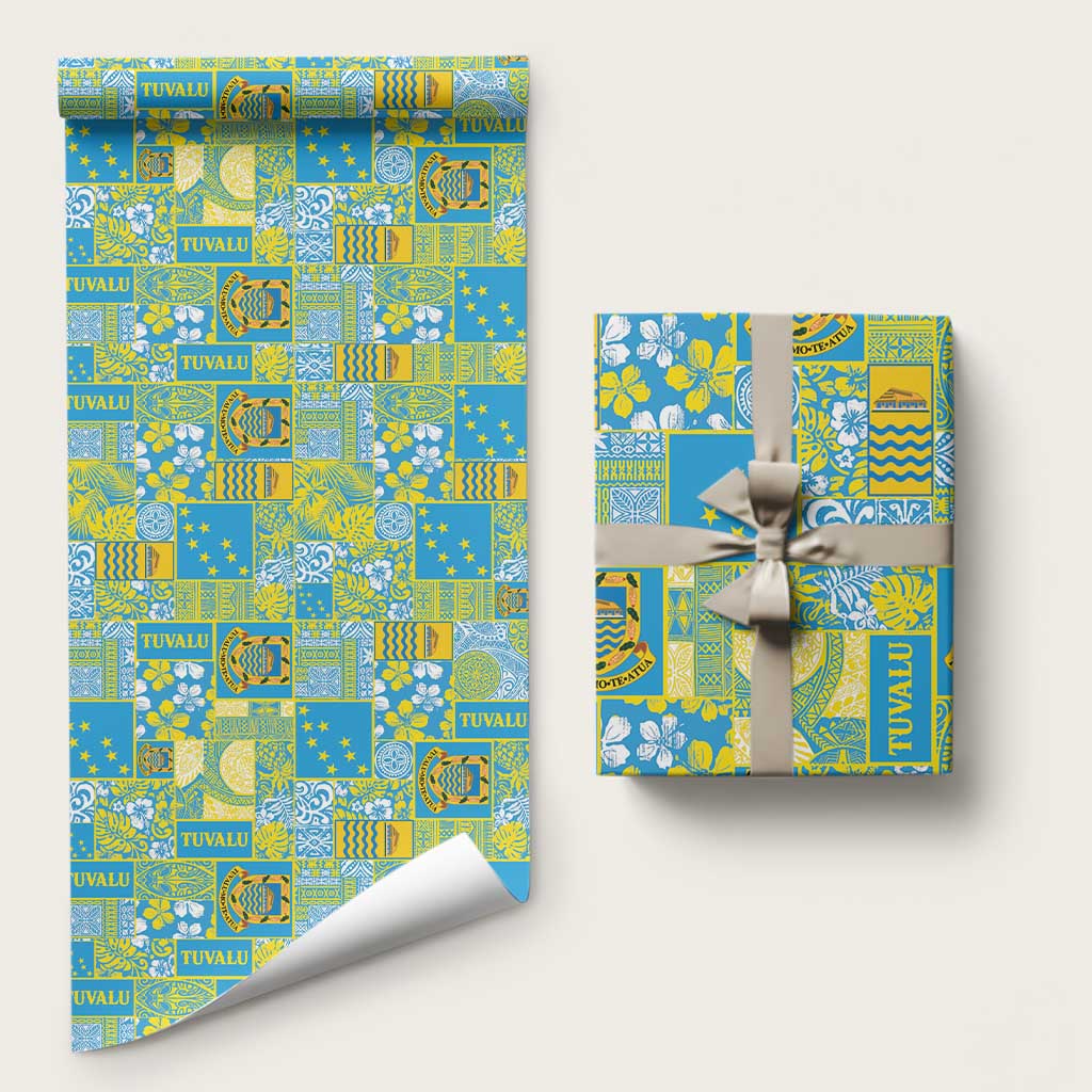Tuvalu Manuia te Kilisimasi Wrapping Paper Pacific Patchwork Xmas Vibes LT9 58" × 23" Green - Polynesian Pride