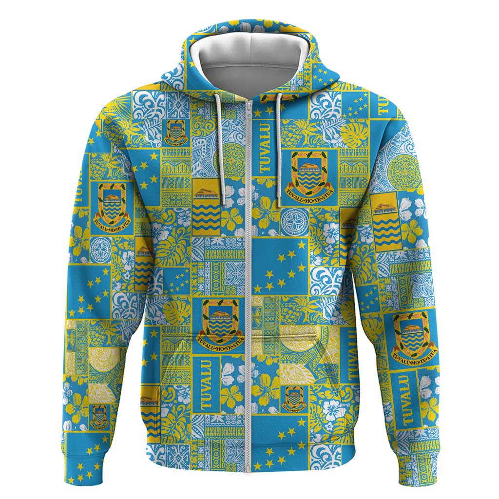 Tuvalu Manuia te Kilisimasi Zip Hoodie Pacific Patchwork Xmas Vibes LT9 Zip Hoodie Green - Polynesian Pride