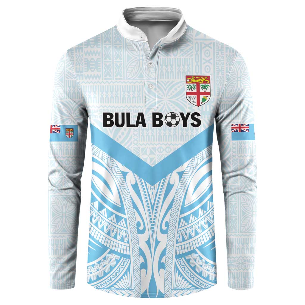 Fiji Football Custom Button Sweatshirt Bula Boys Go Champions LT9 Blue - Polynesian Pride