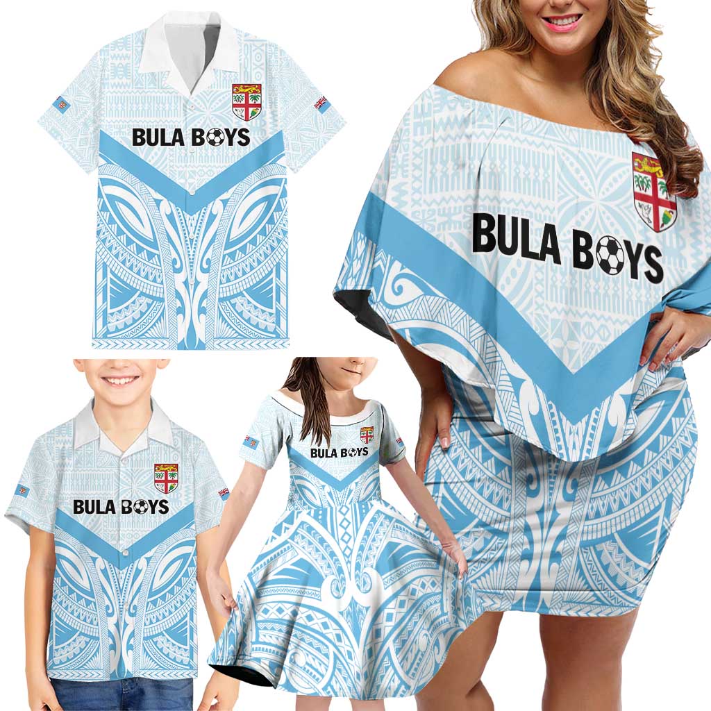 Fiji Football Custom Family Matching Off Shoulder Short Dress and Hawaiian Shirt Bula Boys Go Champions