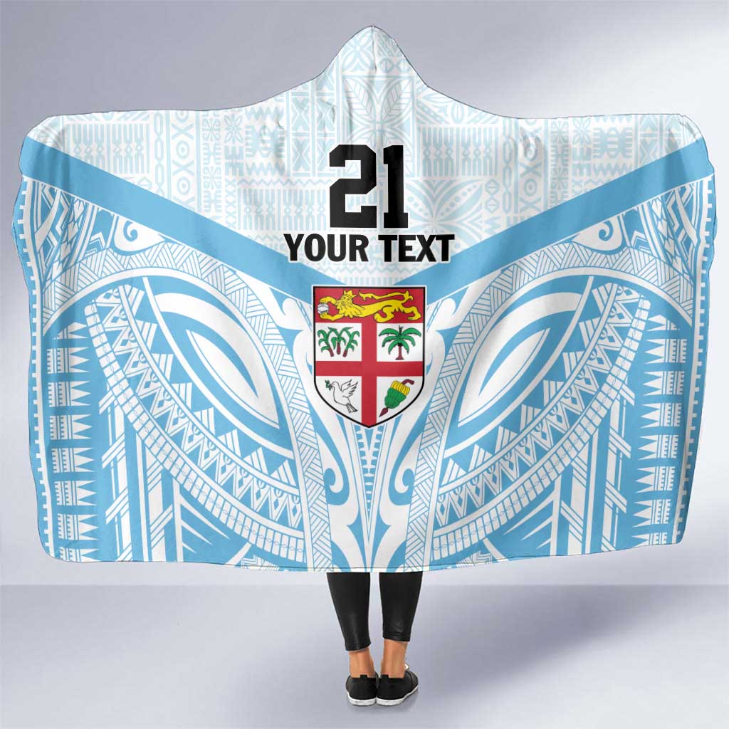 Fiji Football Custom Hooded Blanket Bula Boys Go Champions LT9 One Size Blue - Polynesian Pride