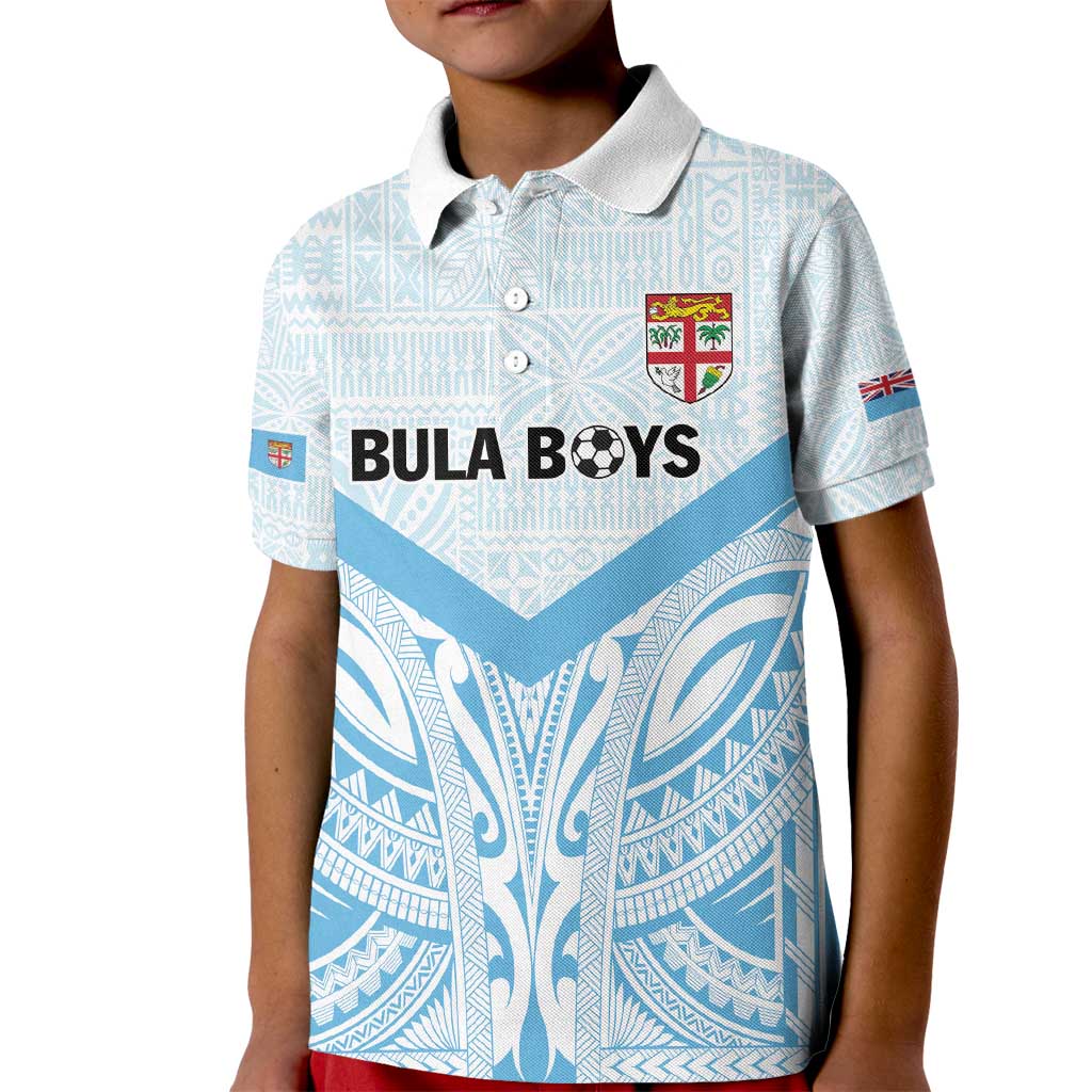 Fiji Football Custom Kid Polo Shirt Bula Boys Go Champions LT9 Kid Blue - Polynesian Pride