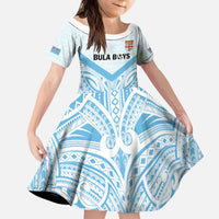 Fiji Football Custom Kid Short Sleeve Dress Bula Boys Go Champions LT9 KID Blue - Polynesian Pride