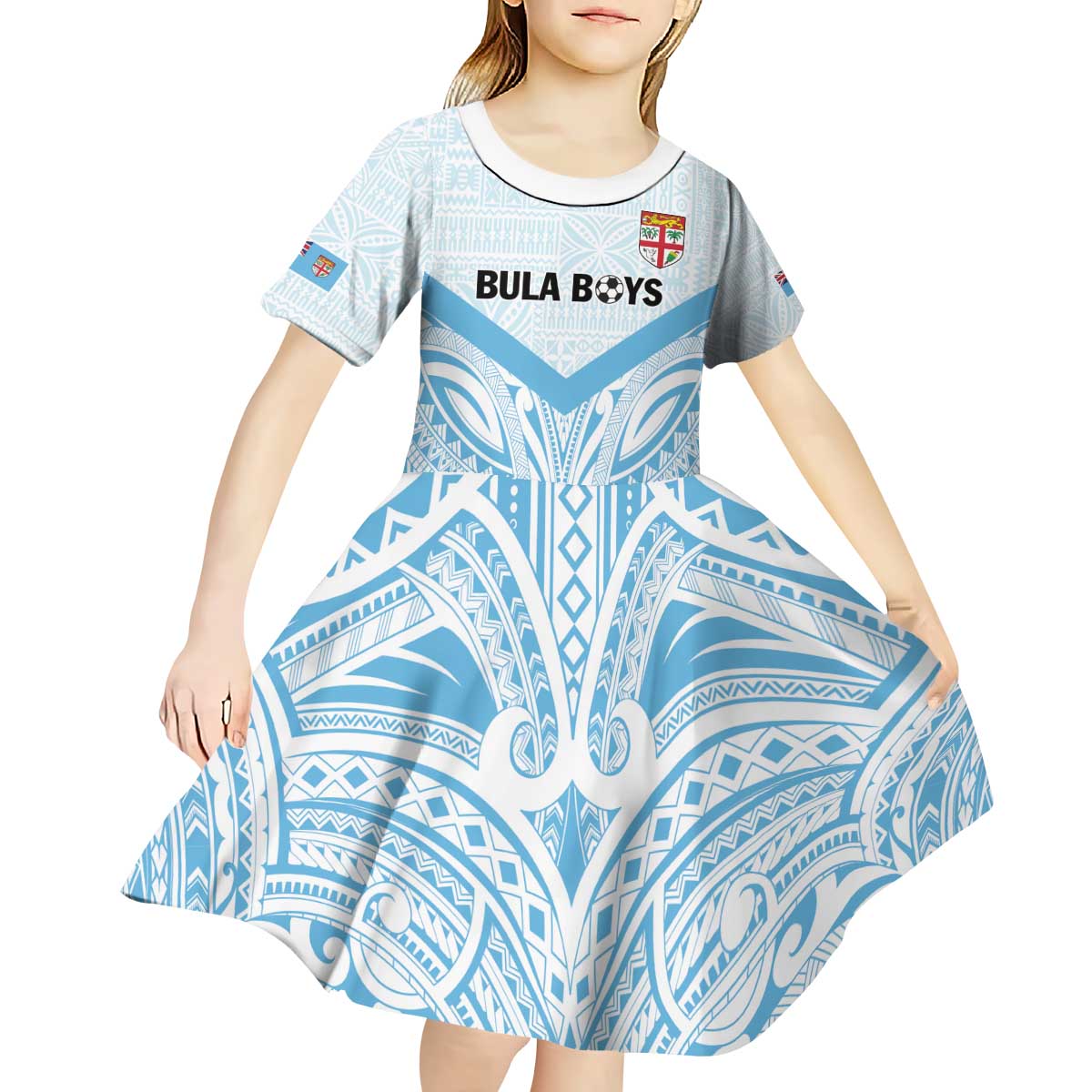 Fiji Football Custom Kid Short Sleeve Dress Bula Boys Go Champions LT9 - Polynesian Pride