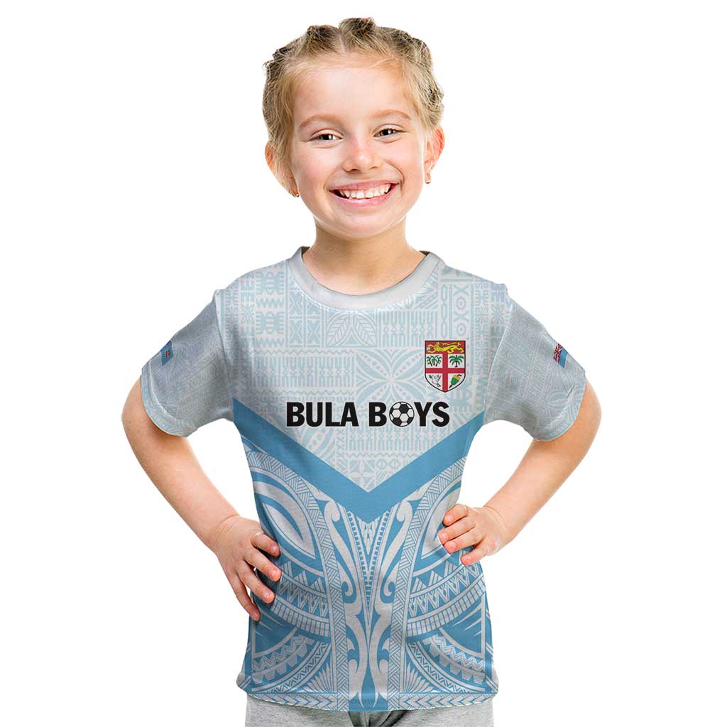 Fiji Football Custom Kid T Shirt Bula Boys Go Champions LT9 Blue - Polynesian Pride
