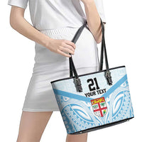 Fiji Football Custom Leather Tote Bag Bula Boys Go Champions LT9 - Polynesian Pride