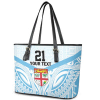 Fiji Football Custom Leather Tote Bag Bula Boys Go Champions LT9 - Polynesian Pride