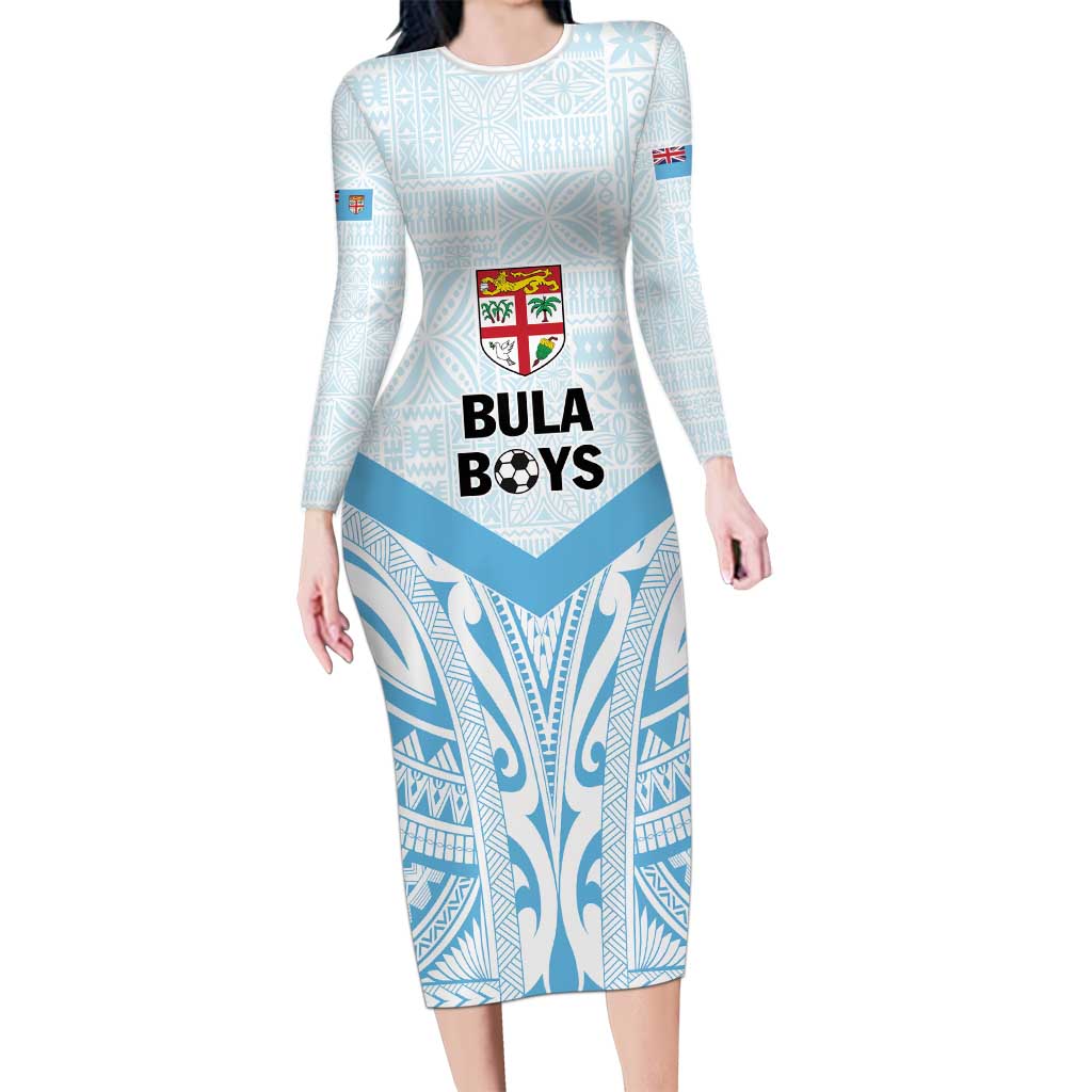 Fiji Football Custom Long Sleeve Bodycon Dress Bula Boys Go Champions