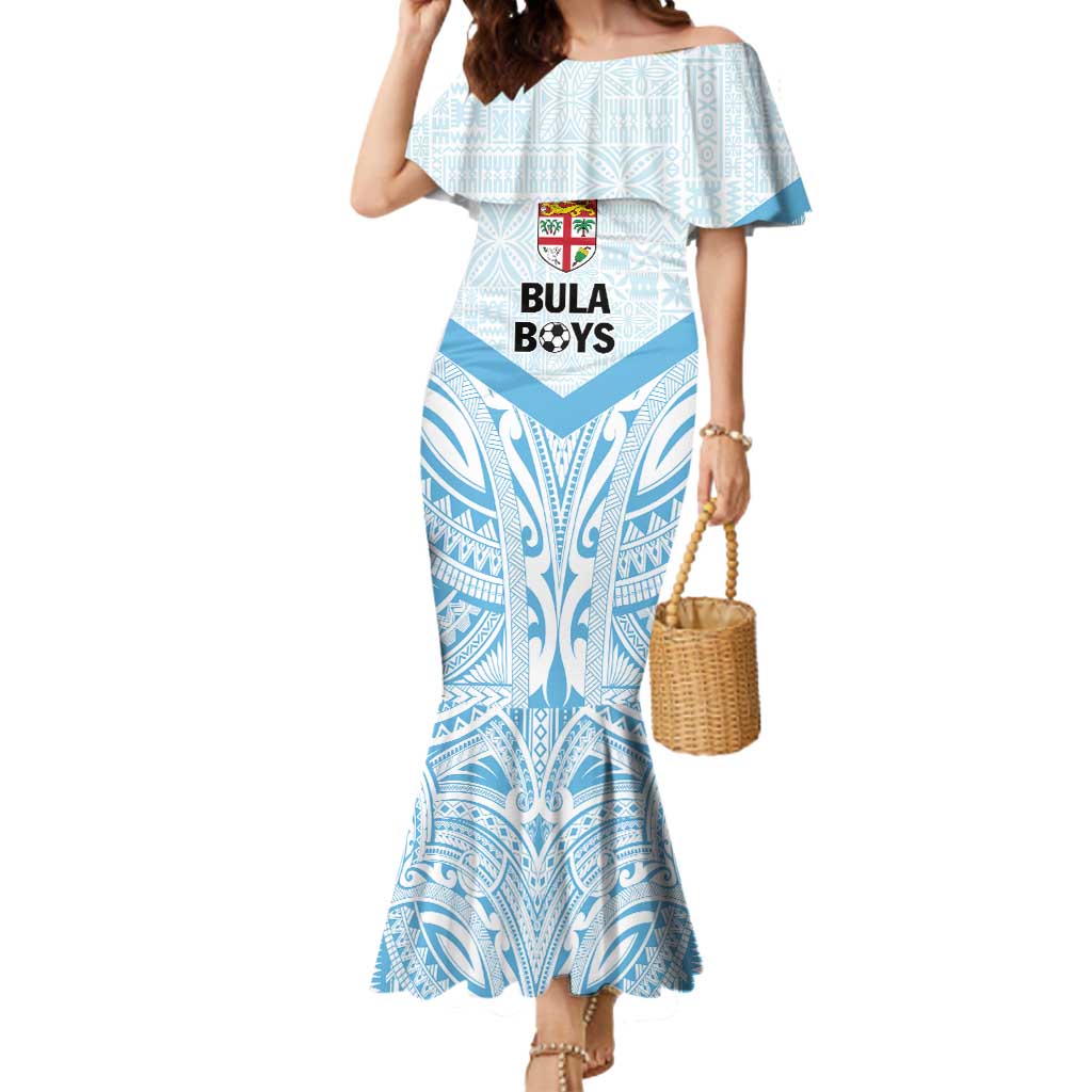 Fiji Football Custom Mermaid Dress Bula Boys Go Champions LT9 Women Blue - Polynesian Pride