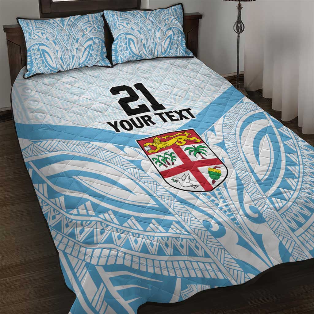 Fiji Football Custom Quilt Bed Set Bula Boys Go Champions LT9 Blue - Polynesian Pride