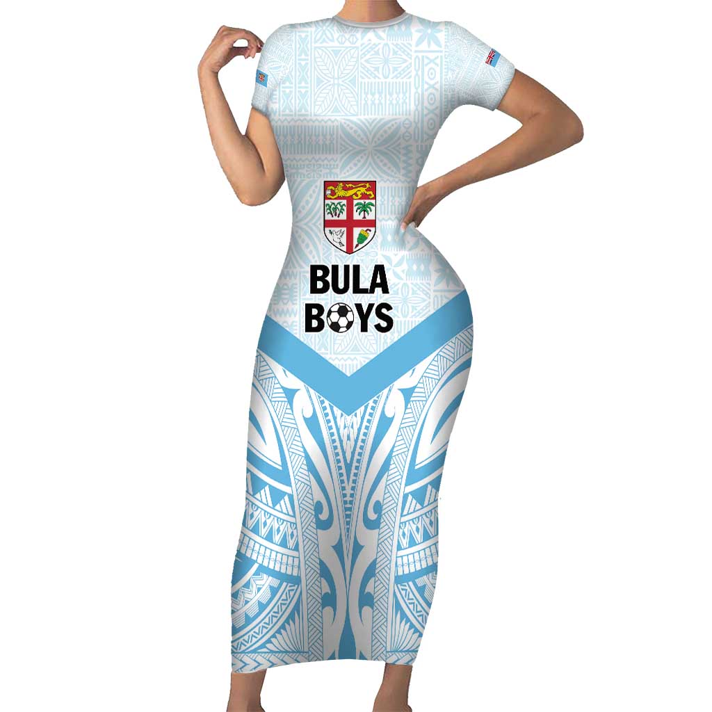 Fiji Football Custom Short Sleeve Bodycon Dress Bula Boys Go Champions