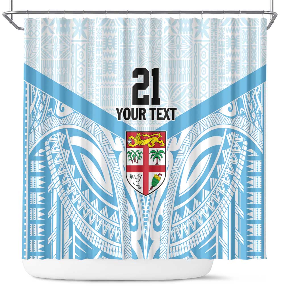 Fiji Football Custom Shower Curtain Bula Boys Go Champions LT9 Blue - Polynesian Pride