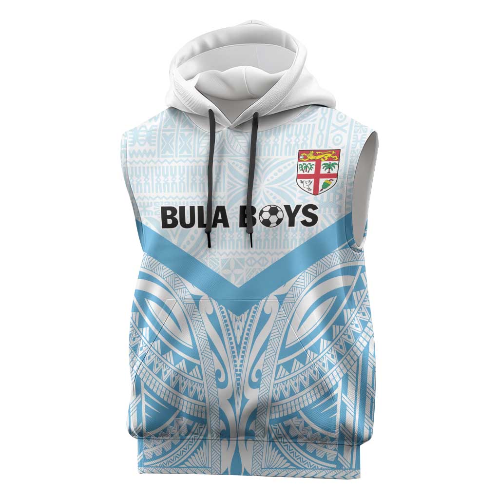 Fiji Football Custom Sleeveless Hoodie Bula Boys Go Champions LT9 Blue - Polynesian Pride