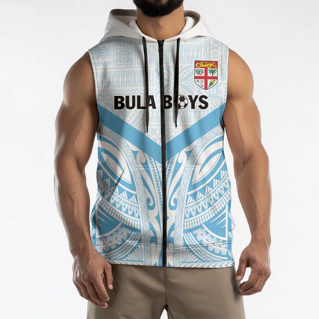 Fiji Football Custom Sleeveless Zip Hoodie Bula Boys Go Champions LT9 - Polynesian Pride