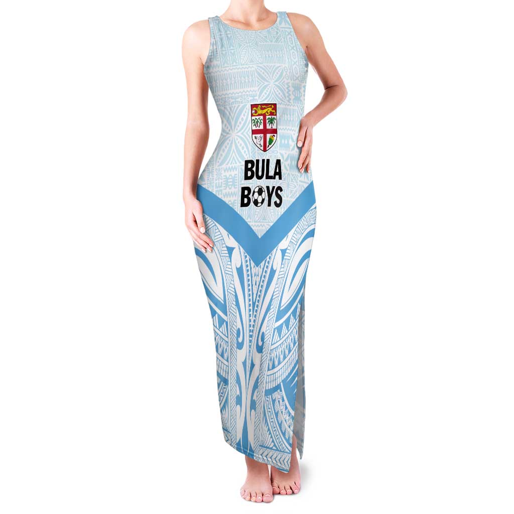Fiji Football Custom Tank Maxi Dress Bula Boys Go Champions LT9 Women Blue - Polynesian Pride