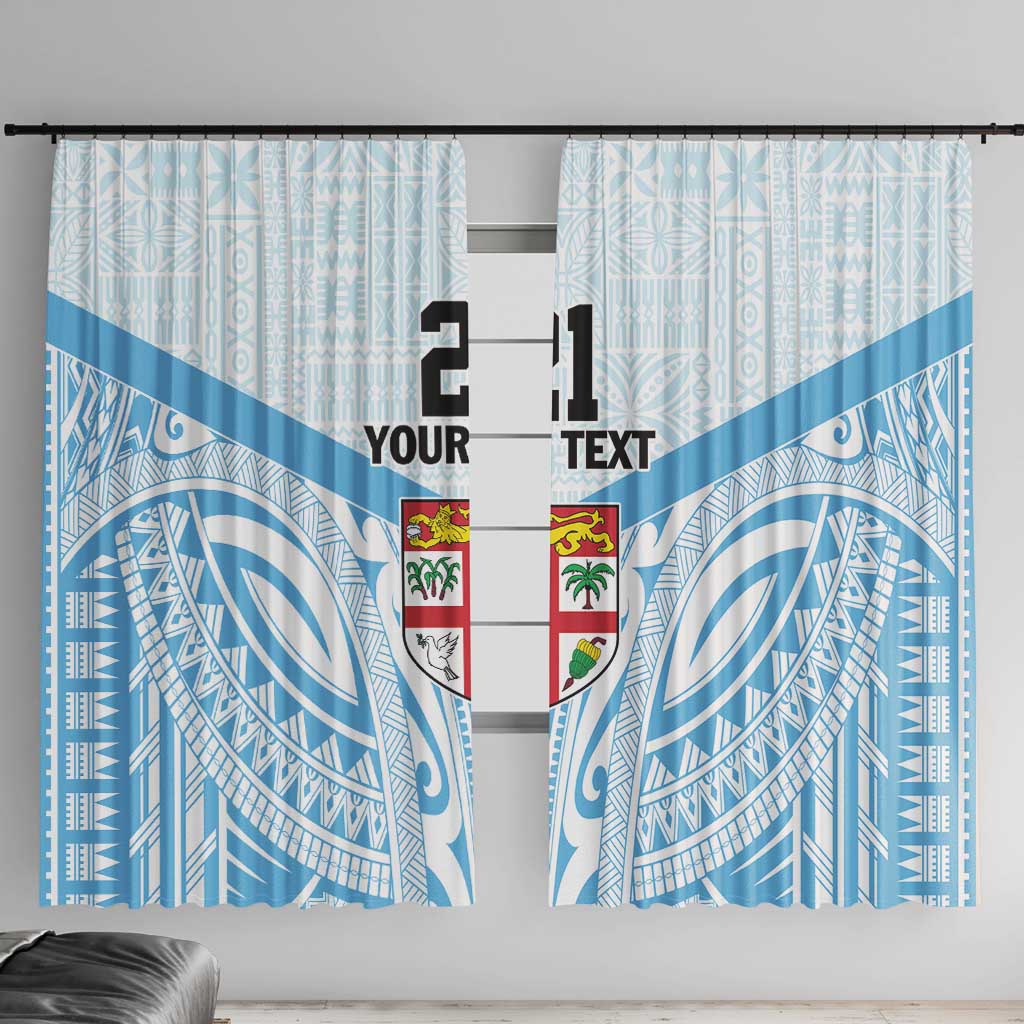 Fiji Football Custom Window Curtain Bula Boys Go Champions LT9 With Hooks Blue - Polynesian Pride