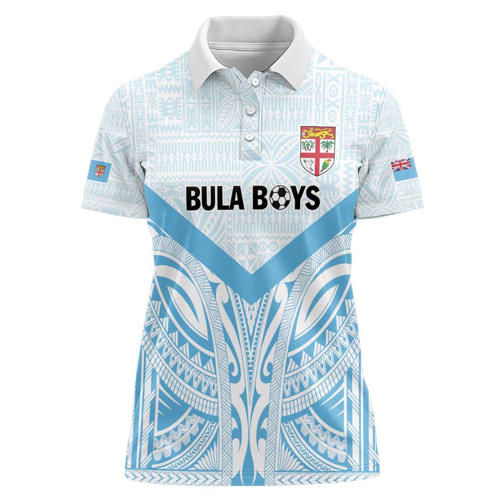 Fiji Football Custom Women Polo Shirt Bula Boys Go Champions LT9 Female Blue - Polynesian Pride