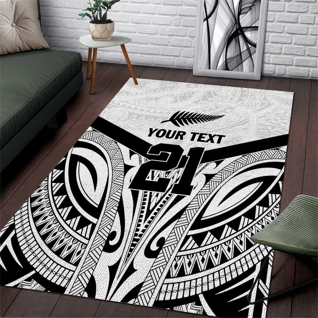 New Zealand Football Custom Area Rug All White Fern Go Champions LT9 White - Polynesian Pride